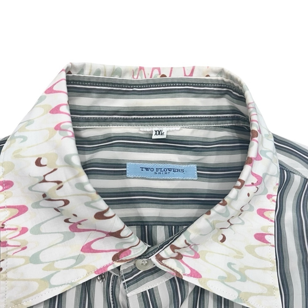 Two Flowers Striped Cotton Shirt XXL Made in Italy - Picture 2 of 10